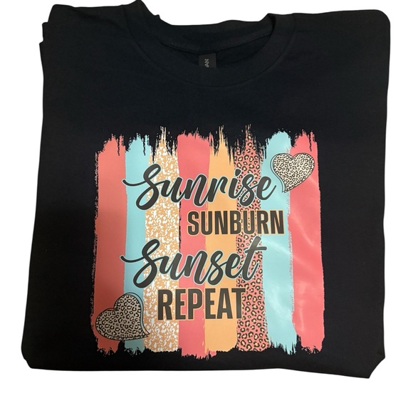 Gildan Tops - Gildan Heavy Cotton Tee - Sunrise Sunburn Sunset Repeat